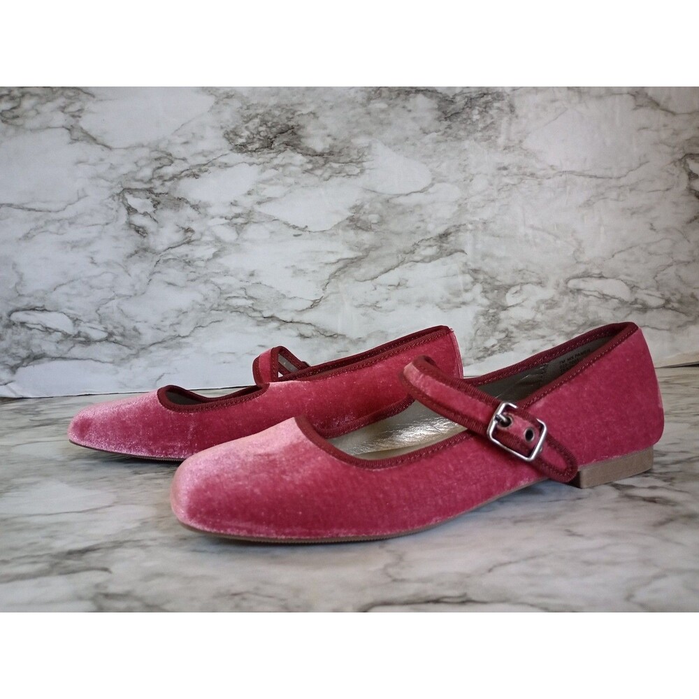 Mixit Pink Velvet Mary Jane Flats with Buckle Strap Shoes Size 7M